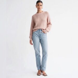 Mango Florita Blush Pink Pointelle Knit Sweater